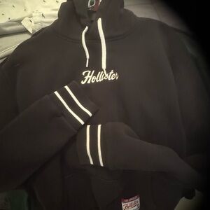 Hollister Black Jacket with White Logo. Hoodie. Excellent condition